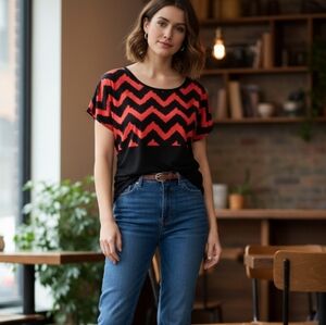 Red and Black Blouse